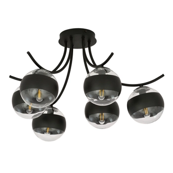Emibig - Lampa sufitowa Boston 6 black/stripe - szerokość 60 cm, stal lakierowana, szkło