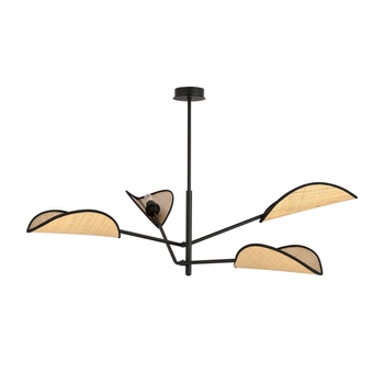 Emibig - Lampa sufitowa Vene 4 black/rattan - wysokość 51 cm, stal lakierowana, abażur