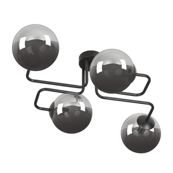 Emibig - Lampa sufitowa Brendi 4 BL grafit - szerokość 55 cm, średnica kloszy 14 cm, stal lakierowana, szkło