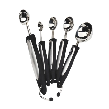 Casa Bugatti - Zestaw miarek kuchennych Elypto – stal nierdzewna, czarne uchwyty, 5 szt.