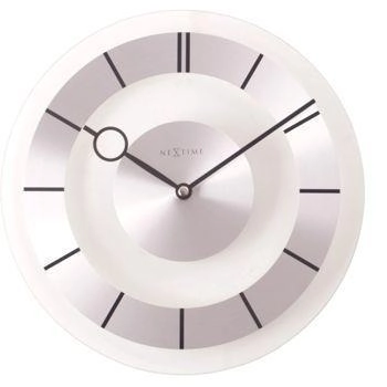 NeXtime - Zegar ścienny Retro – szkło srebrne, 31 cm