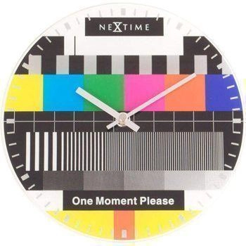NeXtime – Zegar ścienny Little Testpage ze szkła, retro kolorowy, 20 cm