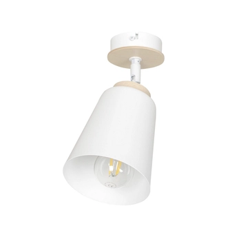 Emibig - Lampa sufitowa Atlas 1 white - szerokość 15 cm, stal lakierowana, sklejka