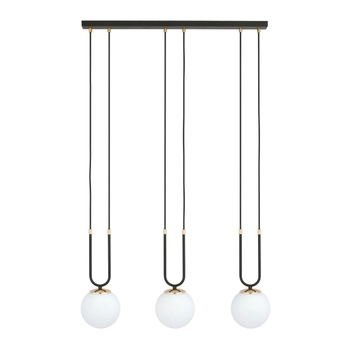 Emibig - Lampa wisząca Glam 3 black / opal - wysokość max 115 cm, stal lakierowana, szkło