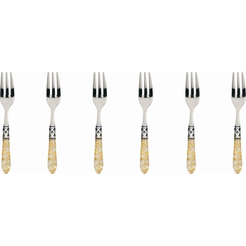 Casa Bugatti - Widelczyki deserowe Aladdin – płatki złota, srebrny pierścień, komplet 6 sztuk