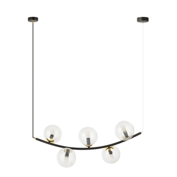 Emibig - Lampa wisząca Ritz 5 transparent - szerokość 80 cm, stal lakierowana proszkowo