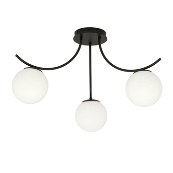 Emibig - Lampa sufitowa Boston 3 black/opal - szerokość 65 cm, stal lakierowana, szkło