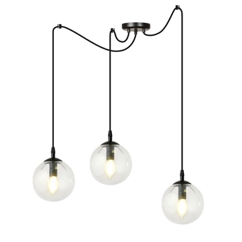 Emibig - Lampa wisząca Gigi 3 BL transparent - wysokość max 200 cm, stal lakierowana, szkło