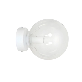 Emibig - Kinkiet ścienny Rossi K1 BL biały z kloszem transparentnym - szerokość 15 cm, stal lakierowana,  szkło