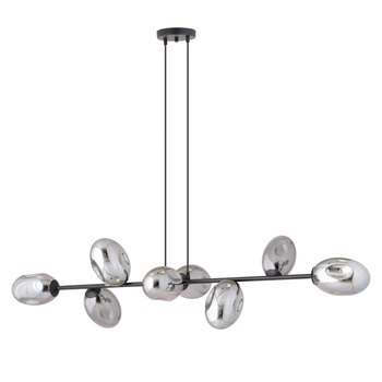 Emibig - Lampa wisząca Pandora 8 BL grafit - szerokość 140 cm, stal lakierowana, szkło