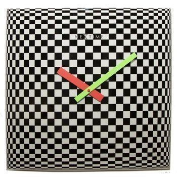 NeXtime - Zegar ścienny Victor – szkło czarne, 43x43 cm