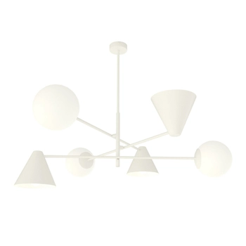 Emibig - Lampa sufitowa Hermes 6 white - szerokość 86 cm, stal malowana proszkowo, szkło
