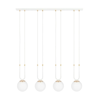 Emibig - Lampa wisząca Glam 4 white / opal - wysokość max 115 cm, stal lakierowana, szkło