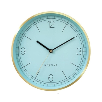 NeXtime - Zegar ścienny Bolero – turkusowa tarcza, złota ramka, 25 cm