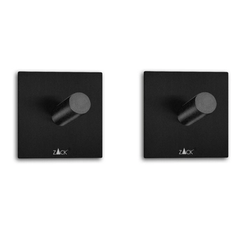 Zack - Zestaw 2 haczyków PECO - stal nierdzewna, wymiary: 4,20x4,20 cm, czarny