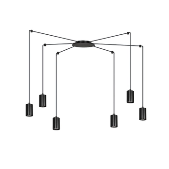 Emibig - Lampa wisząca Traker 6 BL black - wysokość  200 cm max, stal lakierowana