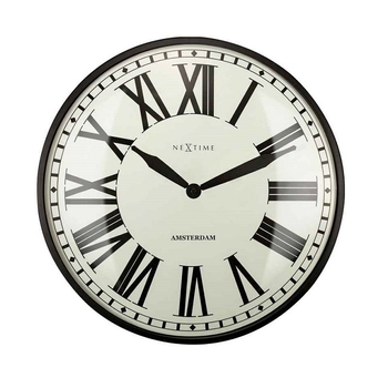 NeXtime – Zegar ścienny retro New Amsterdam, czarny metal, 40 cm