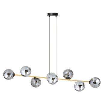 Emibig - Lampa wisząca Gravity 8 BL black/grafit - szerokość 140 cm, stal lakierowana, szkło