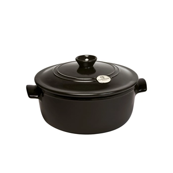 Emile Henry - Okrągły garnek ceramiczny - pojemność 4 l, czarny