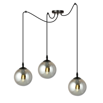 Emibig - Lampa wisząca Gigi 3 BL grafit - wysokość max 200 cm, stal lakierowana, szkło