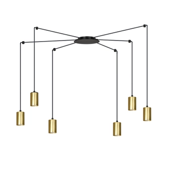 Emibig - Lampa wisząca Traker 6 BL black/gold - wysokość  200 cm max, stal lakierowana