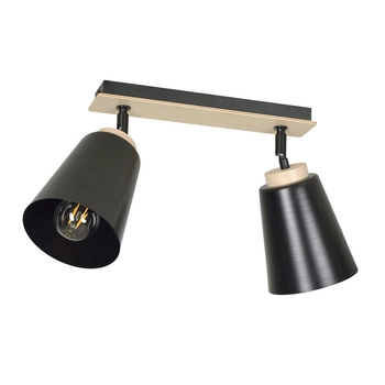 Emibig - Lampa sufitowa Atlas 2 black - szerokość 55 cm, stal lakierowana, sklejka
