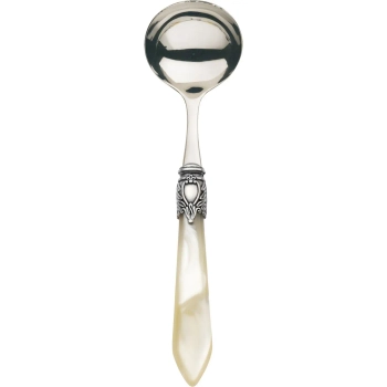 Casa Bugatti - Łyżka do sosów Oxford – kość słoniowa, chromowany pierścień