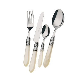 Casa Bugatti - 24 częściowy zestaw sztućców w drewnianej skrzyni Aladdin - perłowa kość słoniowa