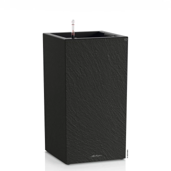 Lechuza CANTO Slatestone Kolumna 30 – doniczka z efektem kamienia łupkowego, grafitowy czarny