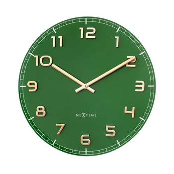 NeXtime – Zegar ścienny szklany Classy Medium, zielony, 40 cm