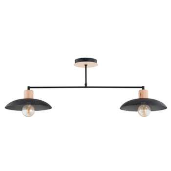 Emibig - Lampa sufitowa Kobe 2 black - wysokość 30 cm, stal lakierowana proszkowo, drewno