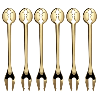 Casa Bugatti – Widelczyki deserowe Kiss pozłacane, zestaw 6 szt., złote