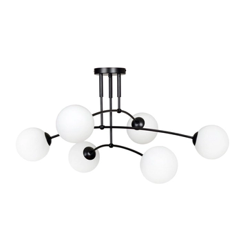 Emibig - Lampa sufitowa Pregos 6 black - szerokość 70 cm, stal lakierowana, szkło