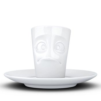 58Products - Porcelanowy kubek, filiżanka do espresso „Zakłopotany“ - biały, pojemność 80 ml