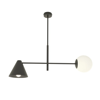 Emibig - Lampa sufitowa Hermes 2 black - szerokość 70 cm, stal malowana proszkowo, szkło