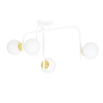 Emibig - Lampa sufitowa Ragnar 4B white/gold - wysokość 48 cm, stal lakierowana, szkło