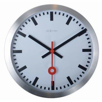 NeXtime – Zegar ścienny Station z aluminium, biały, 19 cm