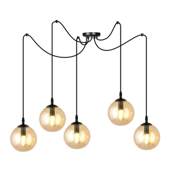 Emibig - Lampa wisząca Gigi 5 BL miodowa - wysokość max 200 cm, stal lakierowana, szkło