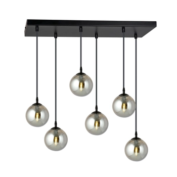 Emibig - Lampa wisząca Cosmo 6 BL grafit - wysokość max 100 cm, stal lakierowana, szkło