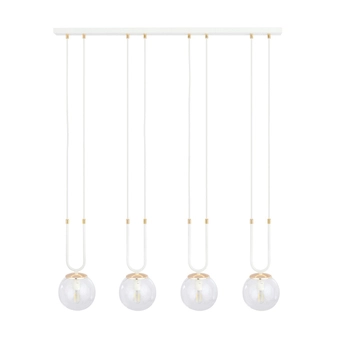 Emibig - Lampa wisząca Glam 4 white / transparent - wysokość max 115 cm, stal lakierowana, szkło