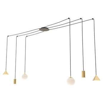 Emibig - Lampa wisząca Fuji 6 black/gold - wysokość max 200 cm, stal malowana proszkowo