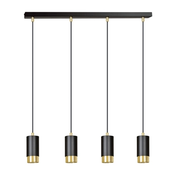 Emibig - Lampa wisząca Fumiko 4 black/gold - wysokość max 100 cm, stal lakierowana