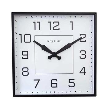 NeXtime - Zegar ścienny Be Square – czarno-biały, metalowy, 35×35 cm