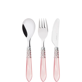 Casa Bugatti – Zestaw sztućców dla dzieci MELODIA – perłowe wykończenie, różowy