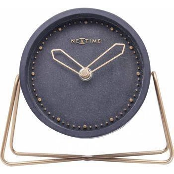 NeXtime – Zegar stołowy Cross Table z kamienia, czarny, 17,5 × 15,5 cm