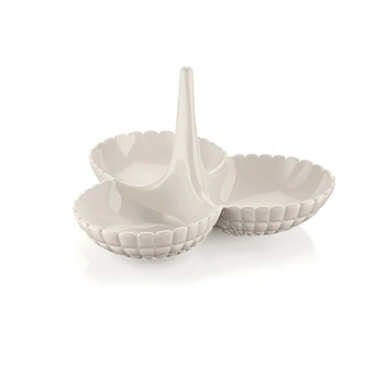 Guzzini – Potrójna miseczka na przekąski, mlecznobiała