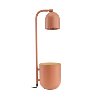 Kaspa - Lampa stołowa na biurko z drewnianą półką Botanica Wood - wysokość 52 cm,  terakota