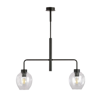 Emibig - Lampa sufitowa Lukka 2 black/transparent - wysokość 75 cm, stal lakierowana, szkło