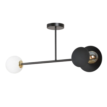 Emibig - Lampa sufitowa Minerva 2 black - szerokość 80 cm, stal lakierowana, szkło