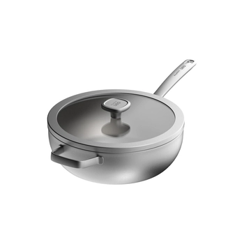 BergHOFF – Patelnia stir-fry z pokrywką Graphite, stal nierdzewna, 28 cm, 4,8 l